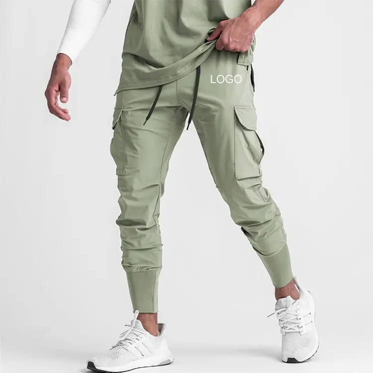 New Quick Dry Polyester Slim Fit Men Track Joggers Pants Zipper Pockets Casual Sports Training Men's Trouser Jogging Sweatpants