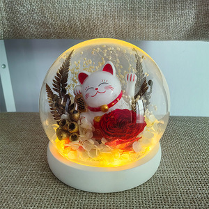 AM-PFA57 Ammy fleur éternelle couvercle en verre pour <span class=keywords><strong>Maneki</strong></span> <span class=keywords><strong>Neko</strong></span> dôme en verre fleurs conservées <span class=keywords><strong>Rose</strong></span> cadeau de noël décoration de la maison - Product Image 1
