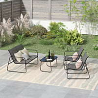 4 pièces meubles de patio extérieur Teslin ensemble de conversation avec verre café table d'appoint causeuse chaise simple