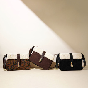 Bolso Bandolera de Invierno para Mujer, de Lujo, de Ante y Piel de Vacuno, Estilo Retro con Solapa en Contraste, Venta al por Mayor, MOQ Bajo - Product Image 2