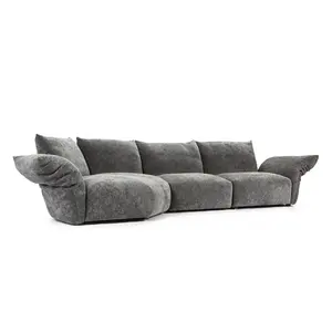 Luxe Chenille Sectionele Bank Voor Woonkamer Villa Grote Italiaanse Bank Diepe Zitbank Met Chaise Modulaire Banken