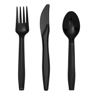 Vajilla Desechable Moderna de 24 Piezas, Artículos para Fiestas, Platos, Servilletas y Vasos de Papel Negro para 24 Personas - Product Image 5