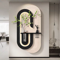 Peinture murale 3D moderne et minimaliste pour entrée, avec lumières LED et plantes vertes, idéale pour le salon - Vente chaude
