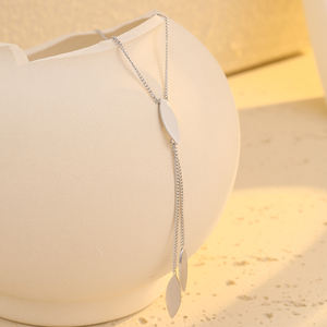 NIMAI3リーフY字型ロングネックレスレディースステンレススチールジュエリー18Kゴールドメッキロープチェーンペンダントネックレス女の子のギフト用 - Product Image 4