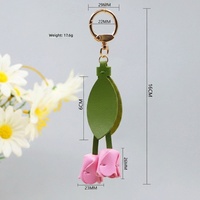 Porte-clés Fleur de Tulipe Tendance avec Feuilles, Pendentif Créatif en Cuir PU, Breloque Décorative Faite à la Main pour Sacs à Main, Sacs et Clés