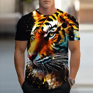 T-shirt pour homme imprimé en 3D Golden Lion King, T-shirt décontracté d'été, motif animal, haut Harajuku à manches courtes, streetwear - Product Image 2
