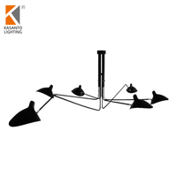 Style nordique Serge Mouille 2 bras lustre lampe plafonnier de taille moyenne avec 2 têtes