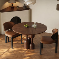 Ensemble de table à manger ronde moderne de haute qualité et durable, plateau et pieds en bois massif, pour 6 à 8 personnes, mobilier de salle à manger de luxe pour hôtel
