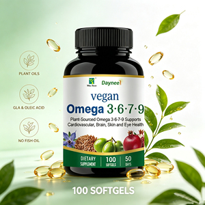 Cápsulas Blandas Veganas de Omega 3-6-7-9, Complejo Omega de Origen Vegetal, Apoyo para el Corazón, el Cerebro y la Piel, Suplemento Dietético, Marca Privada OEM - Product Image 1
