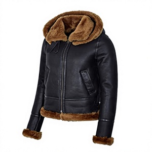 Blouson de moto en cuir véritable pour femme, doublure en fausse fourrure de renard, coupe-vent, respirant, chauffant, design tendance pour l'hiver - Product Image 2