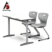 Chaise de bureau double robuste pour étudiants avec surface d'écriture, idéale pour les salles de classe, l'équipement scolaire, les espaces d'apprentissage et les projets éducatifs
