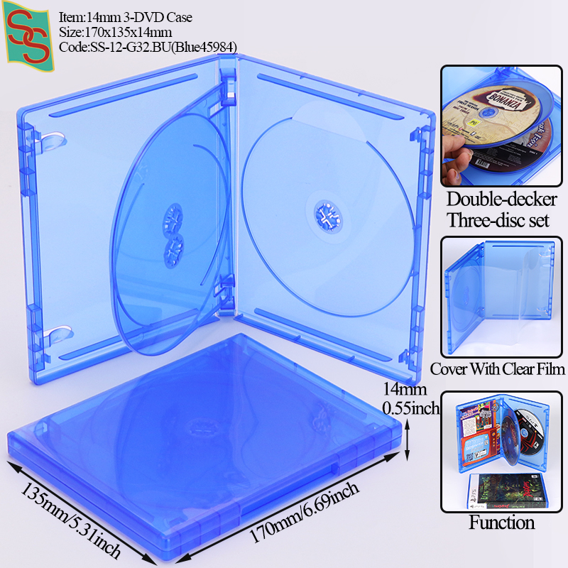 Boîtier 3 DVD 14 mm G32 Bleu