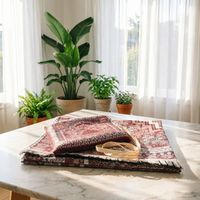 Tapis de prière musulman à motif de mosquée, tapis islamique à franges, tapis de prière pliable et portable, cadeau religieux pour le Ramadan et l'Aïd