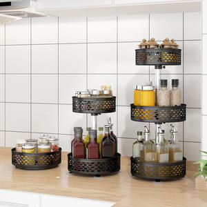 Étagère à épices rotative à 360 degrés minimaliste en acier au carbone, rangement pour comptoir de cuisine, organisateur de condiments, bouteille à épices pour la maison - Product Image 4