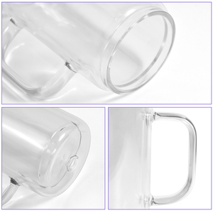 <span class=keywords><strong>Glas</strong></span> mit Henkel, 16 oz, <span class=keywords><strong>Sublimation</strong></span>, Doppelwandiger Glasbecher, Bunter Deckel, Schneekugel-Dosen, Vorgebohrtes Loch - Product Image 2
