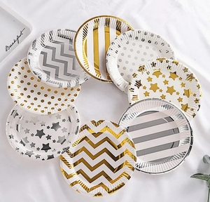Assiettes et gobelets en papier jetables écologiques personnalisés, biodégradables, décorations de fête d'anniversaire et de mariage, fournitures de fête - Product Image 5