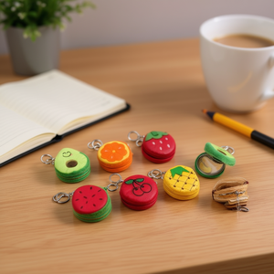 Portamonete 3D a forma di frutta con specchietto da 8 cm e portachiavi per donne e ragazze - Product Image 3