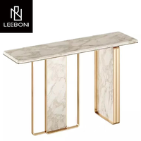 Table console d'angle de couloir avec dessus en marbre au design de luxe Table console décorative de salon