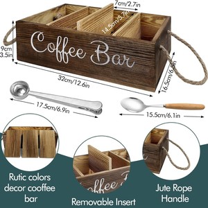 <b>Coffee</b> Bar Storage Box 32cm Rectangle With Handle Removable Insert For <b>Coffee</b> Bean Storage - Product Image 1