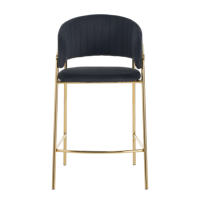 Chaise de bar de luxe moderne nordique en velours, avec accoudoirs, dossier incurvé, assise rembourrée, pieds en métal doré, tabouret de salle à manger, mobilier de maison