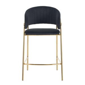Nordic Modern Velvet Accent Bar Chair Curved <b>Back</b> Gold Metal Legs Dining <b>Stool</b> for Home Restaurant Hotel Apartment - Product Image 3