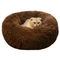 เฟอร์ขนเทียมหรูหราขนาดเล็ก,เตียงบ้านแมวสัตว์เลี้ยงผ้ากำมะหยี่พับได้ซักได้นุ่มกลมขนาดใหญ่สำหรับสุนัขสัตว์ในฤดูหนาว