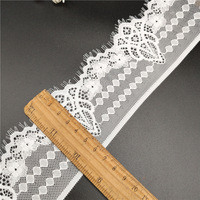 Tissu en dentelle extensible pour cils, 100 % nylon, garniture à franges, dentelle tricotée pour lingerie, sous-vêtements, décoration de robes
