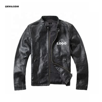 Veste de moto en cuir noir classique rétro personnalisée brodée pour hommes Racing Puffer col montant automne OEM Logo Patch