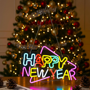 Insegna al Neon 'Felice Anno Nuovo' Colorata, Insegna LED per Festività, Decorazione Murale Natalizia, Scritta 'Cheers' per Natale - Product Image 5