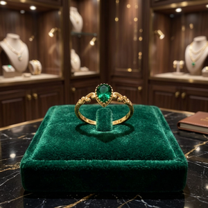 Bague Vintage Classique Plaqué Or avec Cristal Vert Taille Poire Sertie en Bezel, Bijou Femme en Pierre Précieuse pour Usage Quotidien, Fournisseur tiers - Product Image 3