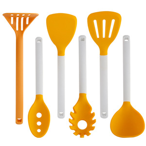 <b>Silicone</b> Spoon And Spatula Set 6 Pieces Non Stick Heat Resistant Kitchen Cooking <b>Tools</b> For Stir Fry Soup Ladle Strainer - Product Image 4