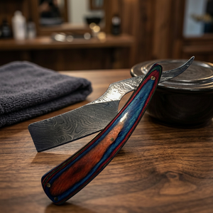 ASAP ABP-1290 Eco-friendly Damascus Stainless Steel Men's <b>Straight</b> <b>Razor</b> with Wood Handle for Face Body Shaving Barber Shop Use - Product Image 2
