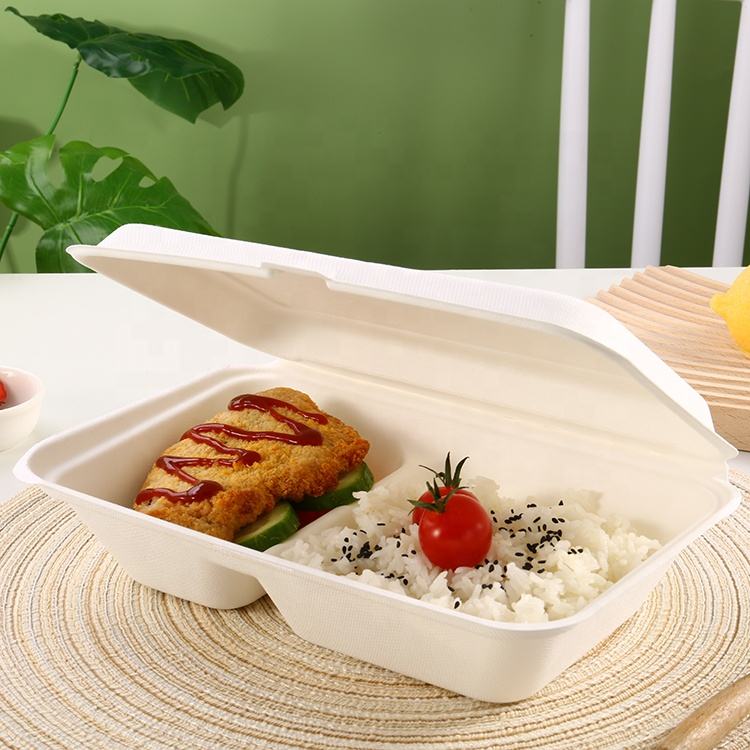 Disposable Sugarcane Bagasse Lunch Box 1000ml Eco Friendly ...