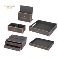 Porte-serviettes en cuir PU écologique pour hôtel, boîte à mouchoirs carrée, housse imperméable, articles de toilette 5 étoiles, logo personnalisé, luxueux