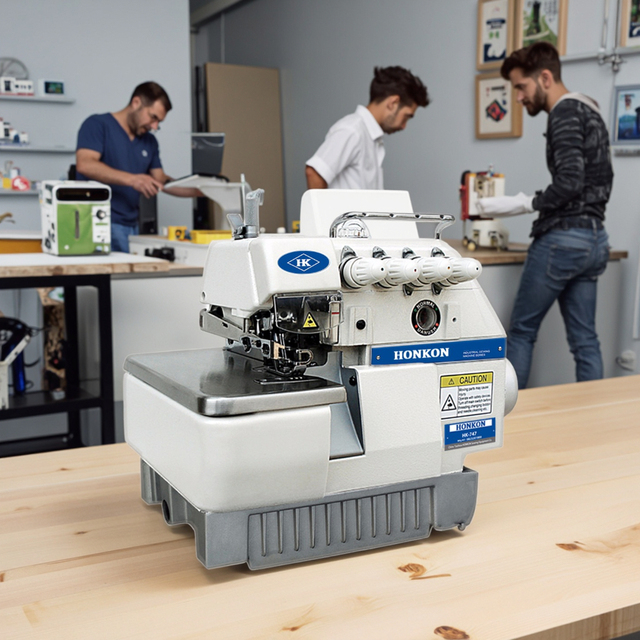 HK-737/747/757 Industrial Overlock Sewing Machine Energy Saving High Speed Manual for Garments Overalls Metal Iron Engine/Motor