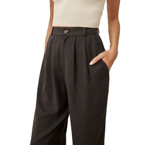 Fashion Smart Lady Pants Zip Fly <b>Suit</b> Dress Straight Leg Long Pants <b>Women</b> High Waist Wide Leg Trousers - Product Image 3