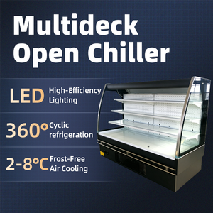 Vitrine réfrigérée ouverte pour fruits et légumes, refroidissement par air, acier inoxydable, étagères réglables pour supermarché - Product Image 4