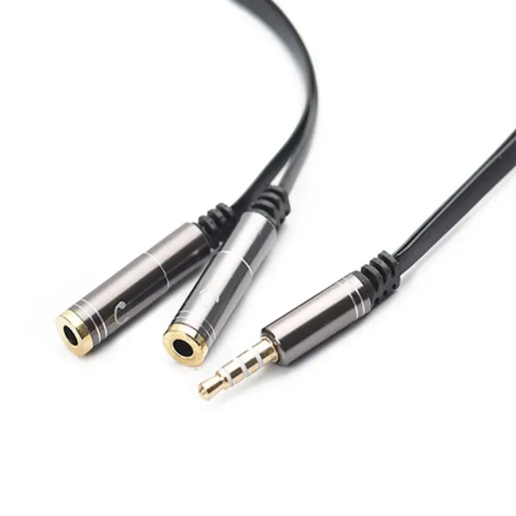 2 in 1 audio cable/2 male 3.5mm to 1 female 3.5mm Y splitter audio cable Earphone Headset PC Microphone Adapter Audio Aux Cable