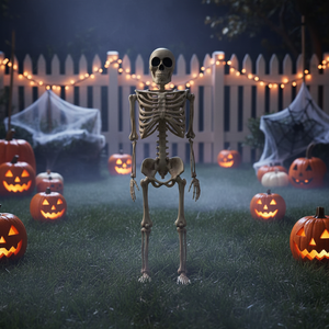 Décoration de jardin squelette d'Halloween en plastique avec articulations mobiles, accessoire effrayant pour maison hantée, pour fête d'Halloween intérieure et extérieure - Product Image 3