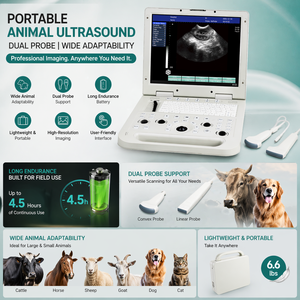 Appareil d'échographie vétérinaire portable entièrement numérique BV-N20, écran de 15 pouces pour le diagnostic et la gestation des animaux de compagnie et du bétail - Product Image 2