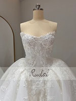 Robe de mariée princesse bouffante Ruolai QW02307 2026 à col en V sans manches avec appliques de dentelle perlée