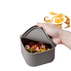 Reusable Silicone Kid BPA Free Leakproof Food Storage Box Square Fruit Snack <b>Container</b> With Silicone Lid - Product Image 1