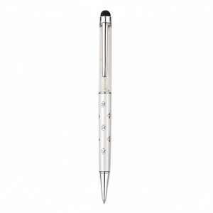 Penna Stilo in Alluminio Bianco con Motivo Floreale - Product Image 2