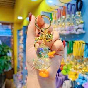 Lindo Llavero de Pato Amarillo de Dibujos Animados en 3D, Colgante de Animal Transparente de Acrílico Colorido para Bolsos con Correa de Muñeca y Campana - Product Image 2