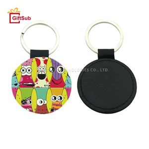 Рекламные сублимационные заготовки для брелоков, пустые кожаные брелоки, круглые сублимационные брелоки - Product Image 2