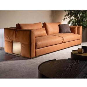 Il disegno su misura mobili per la casa leggera Italiana di lusso del cuoio di grano superiore divano moderno - Product Image 3