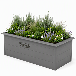SEEYES Custom Gray Rectangular Galvanized Metal <b>Planter</b> Box Outdoor Large Flower Pot Commercial Garden Factory - Product Image 1
