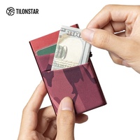 TILONSTAR TVC319 Best Sellers Portefeuille minimaliste pour homme avec blocage RFID, en aluminium, à glissière latérale, avec porte-cartes pop-up