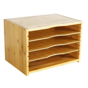 Bamboo Desktop <b>Organizer</b> 4 Layers <b>File</b> Sorter Stationery Holder for Books and Office Supplies - Product Image 4
