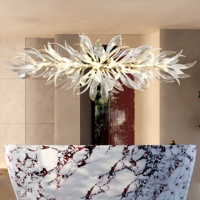 Lustre de salle à manger en laiton et verre de Murano fait main, suspension moderne LED, luminaire floral pour villa, lampe de plafond suspendue
